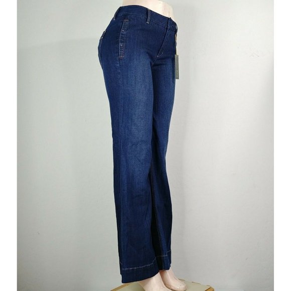 Level 99 Flared Wide Leg Women's Blue Denim Jeans - Picture 5 of 12